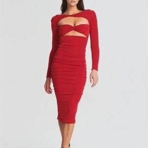 SER.O.YA x Retrofête Eden Cut Out Midi Dress in Red - NWT - Designer XXS - New